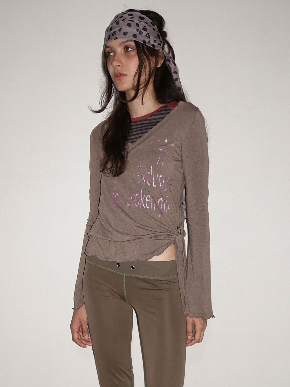 Glitter Wrap Top Brown