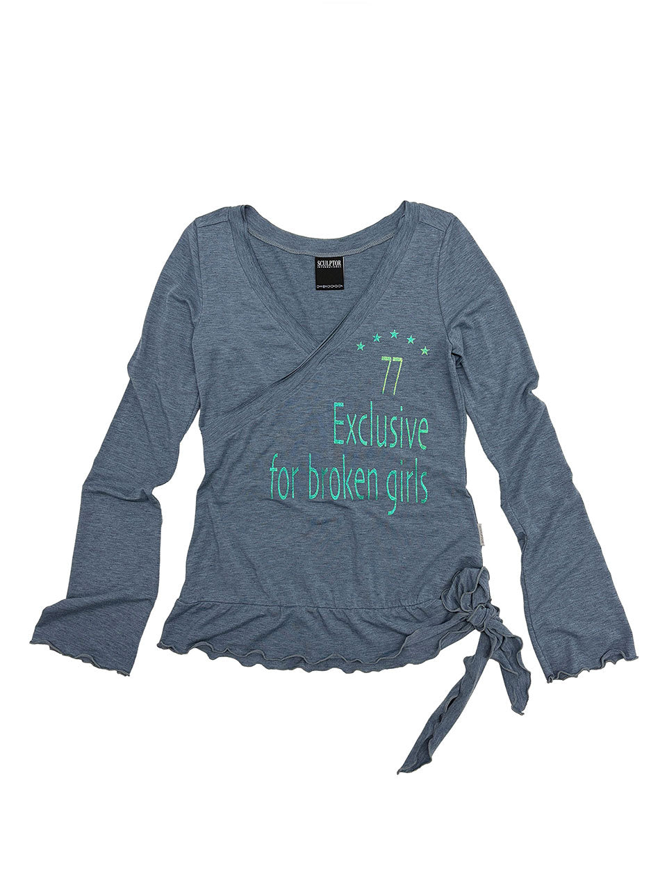 Glitter Wrap Top Dusty Blue