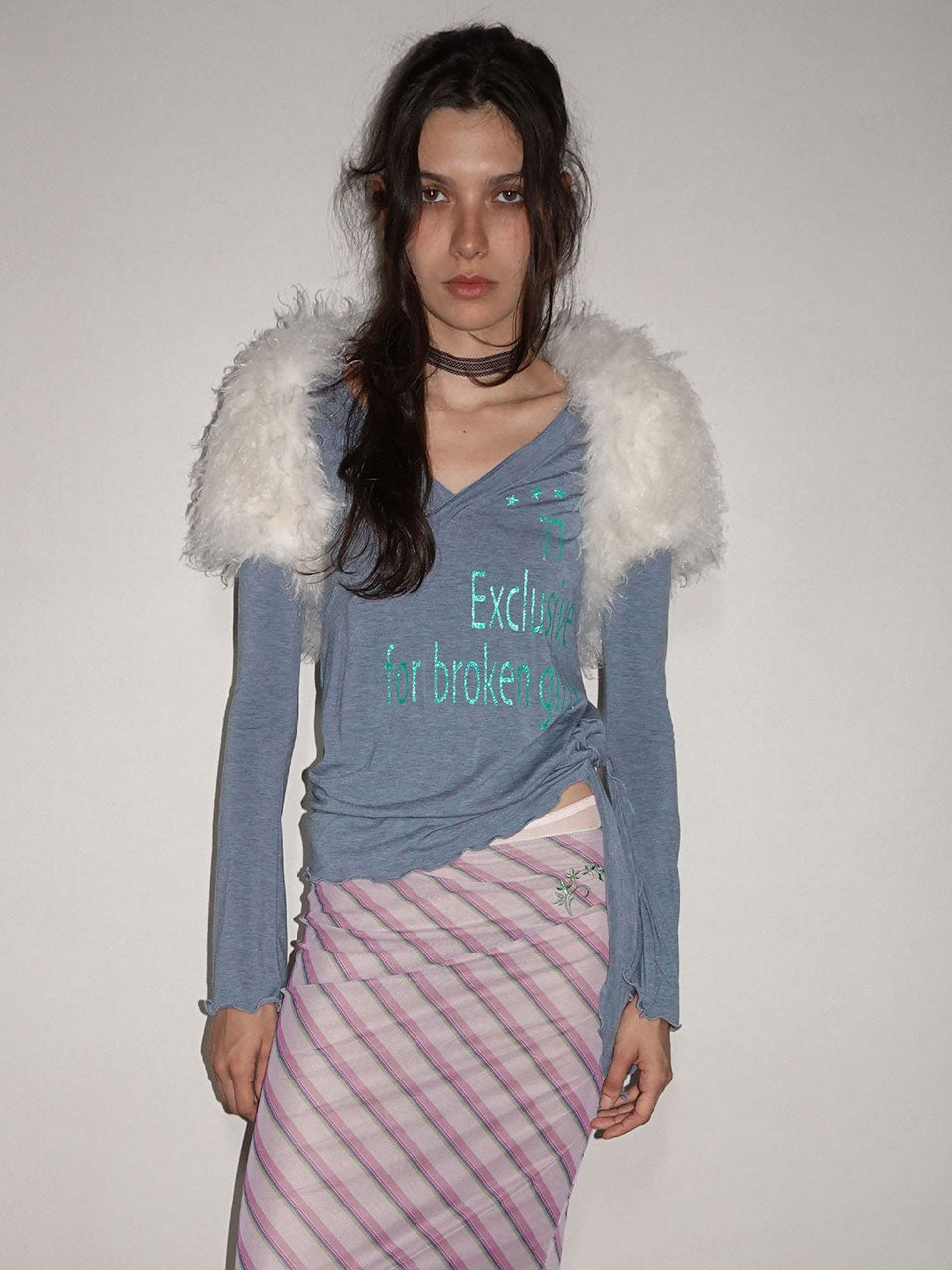 Glitter Wrap Top Dusty Blue