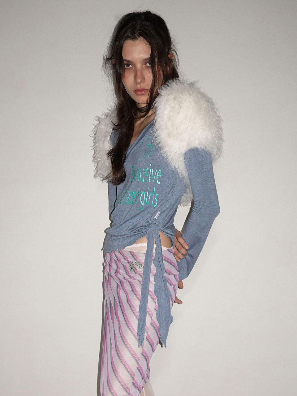 Glitter Wrap Top Dusty Blue
