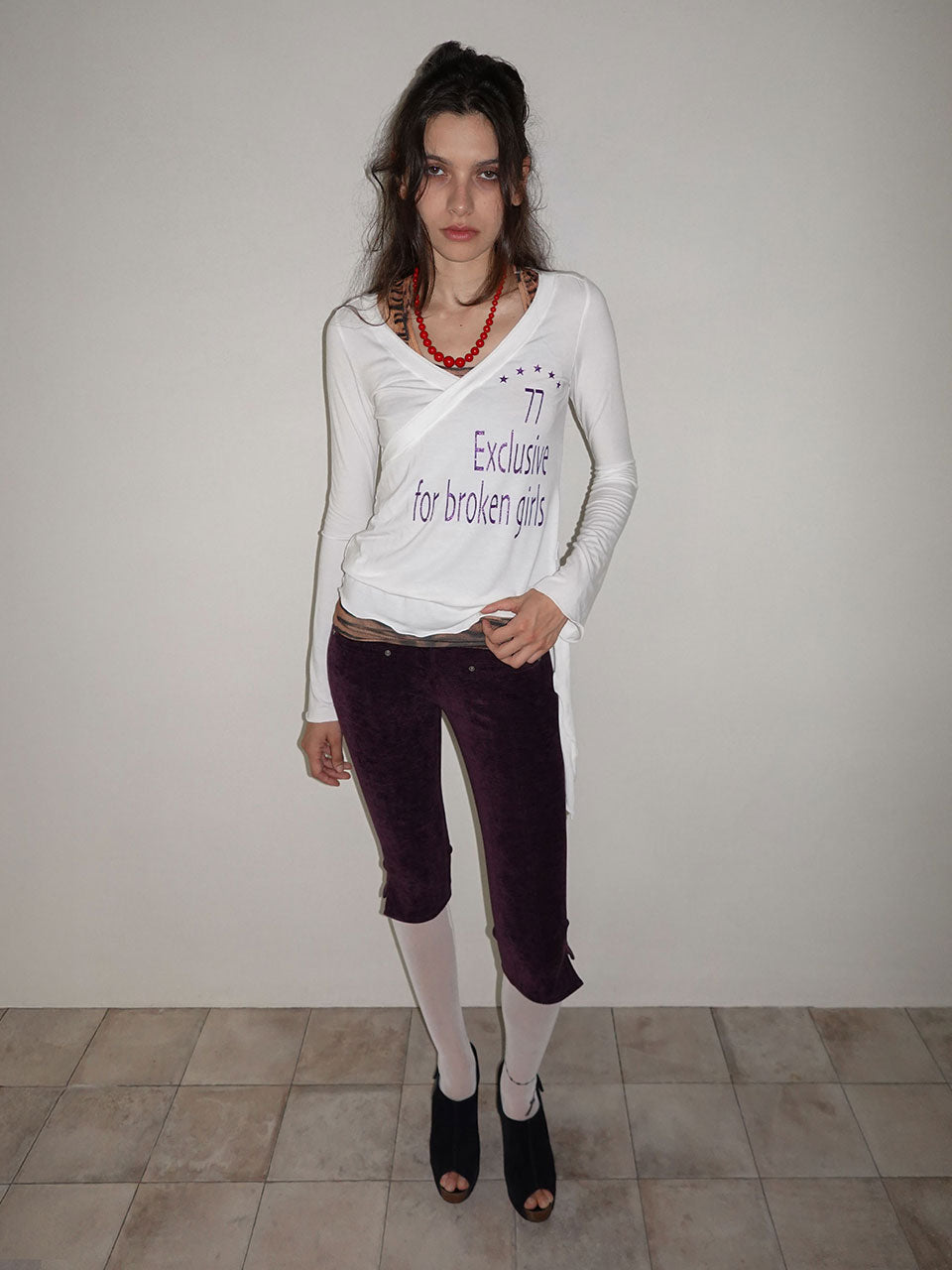 Glitter Wrap Top White