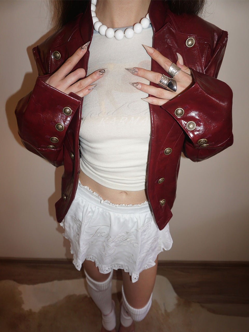 Napoleon Eco Leather Jacket Glossy Red