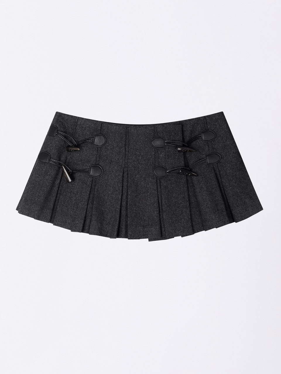 Wool Micro Wrap Skirt Gray