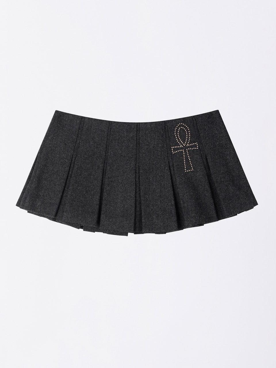 Wool Micro Wrap Skirt Gray