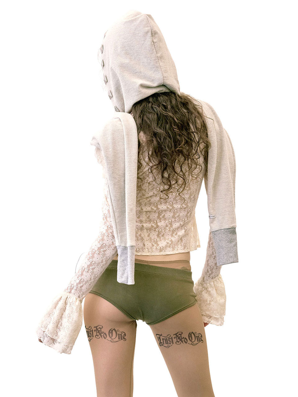 Hooded Scarf Bolero Melange Gray