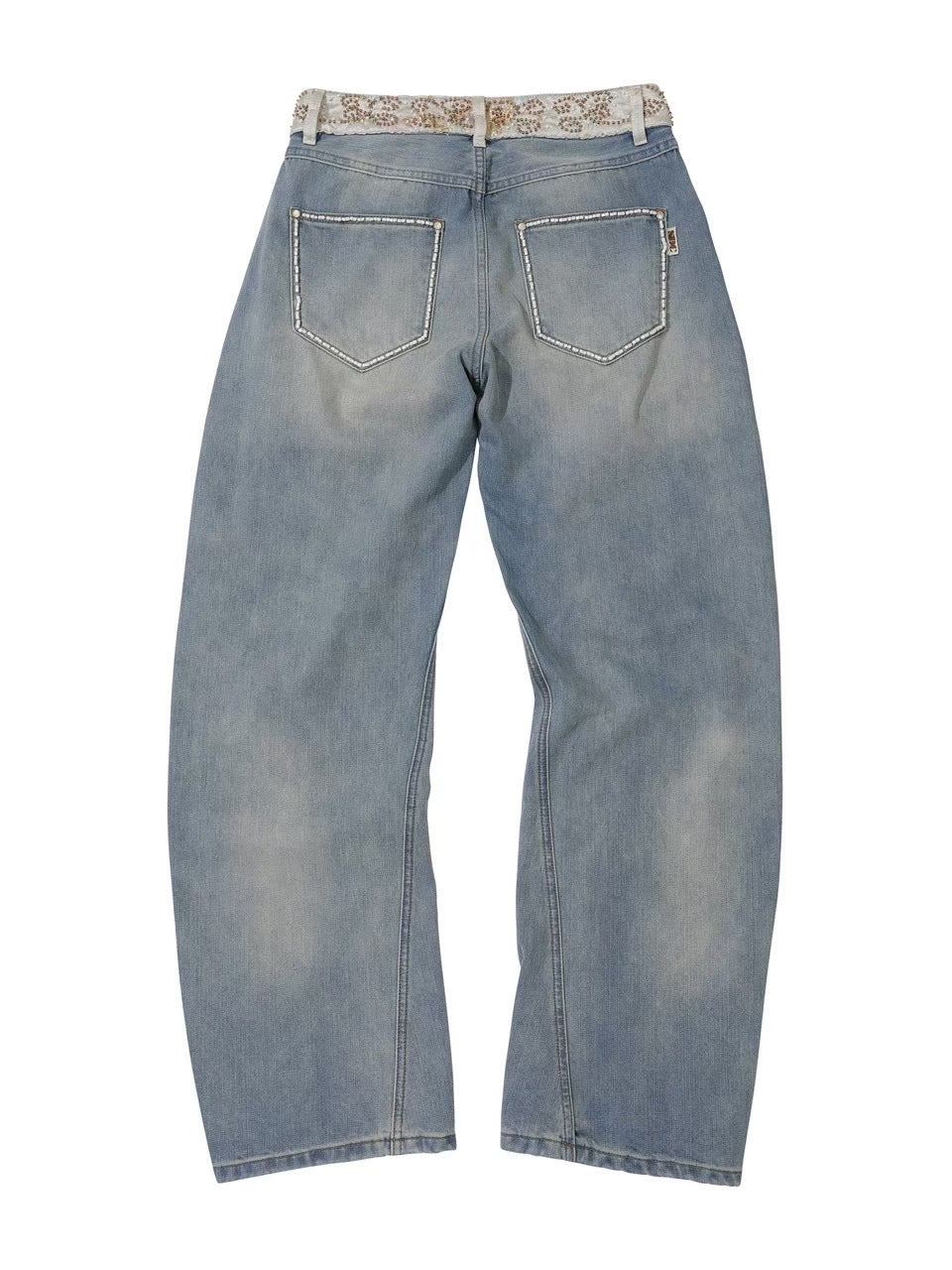 ★SCULPTOR★ Beaded Waist Denim Pants Mid Blue SC24A403MB Beaded Waist Denim Pants Mid Blue – SCULPTOR JAPAN