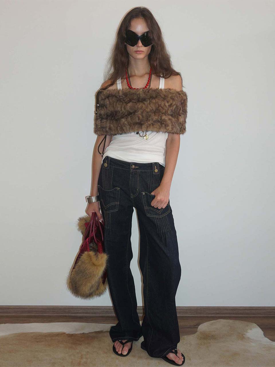 Pintuck Pocket Denim Pants Indigo