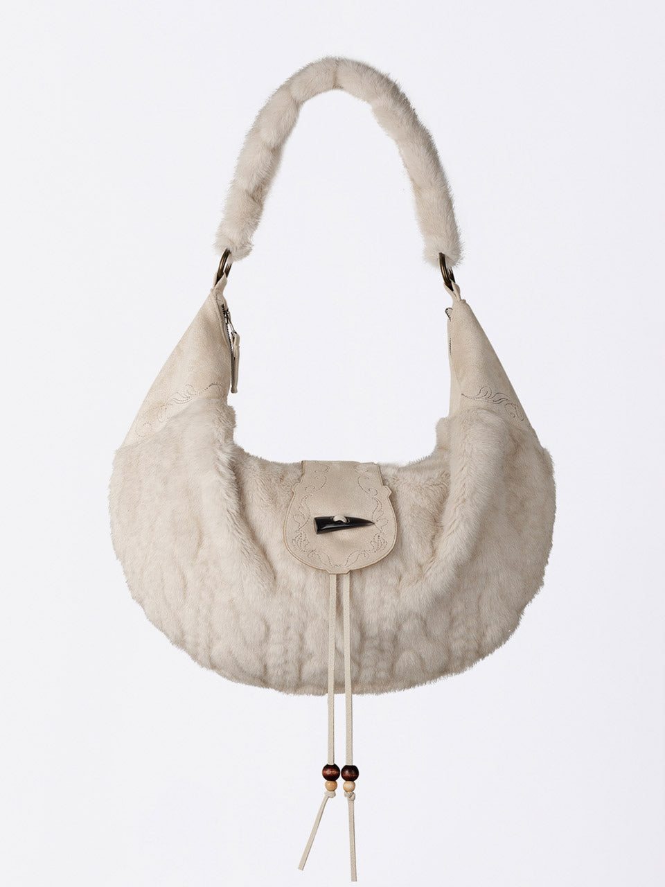 Horseshoe Fur Bag Ivory