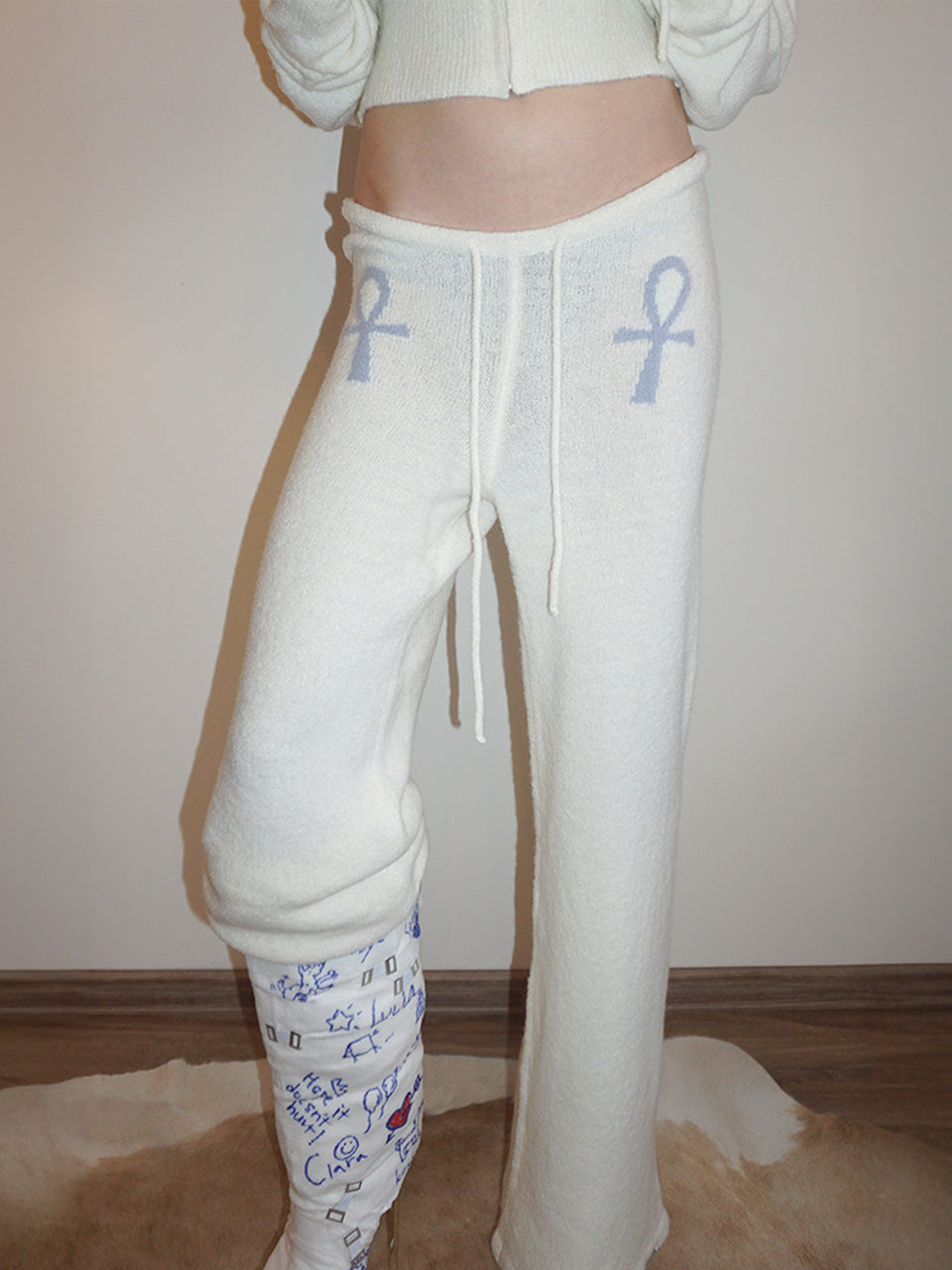 Ankh Boucle Knit Pants Ivory