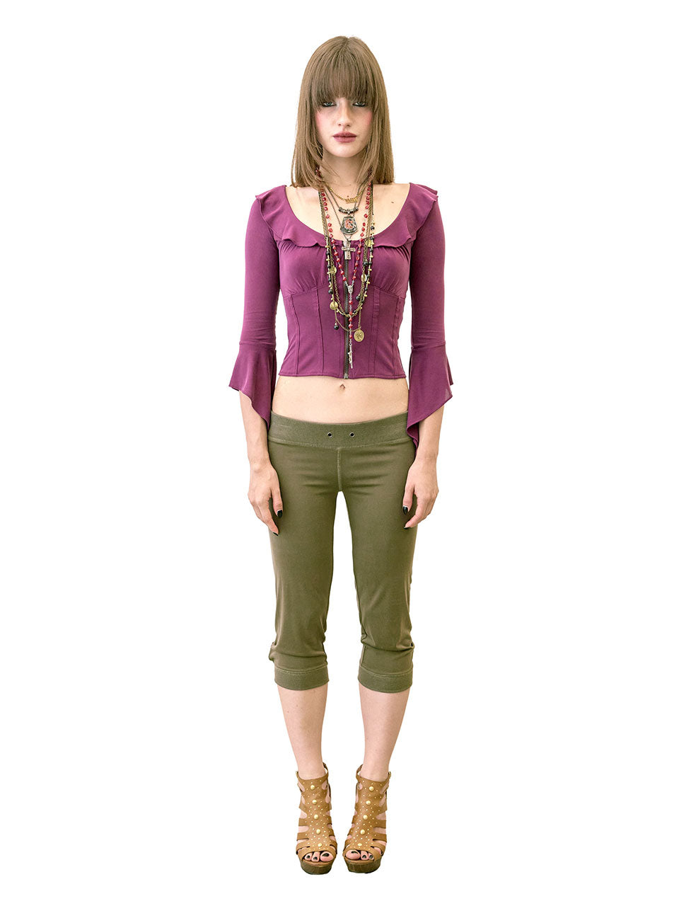 Jersey Capri Pants Khaki