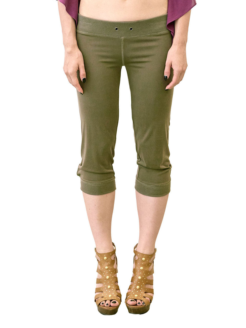 Jersey Capri Pants Khaki