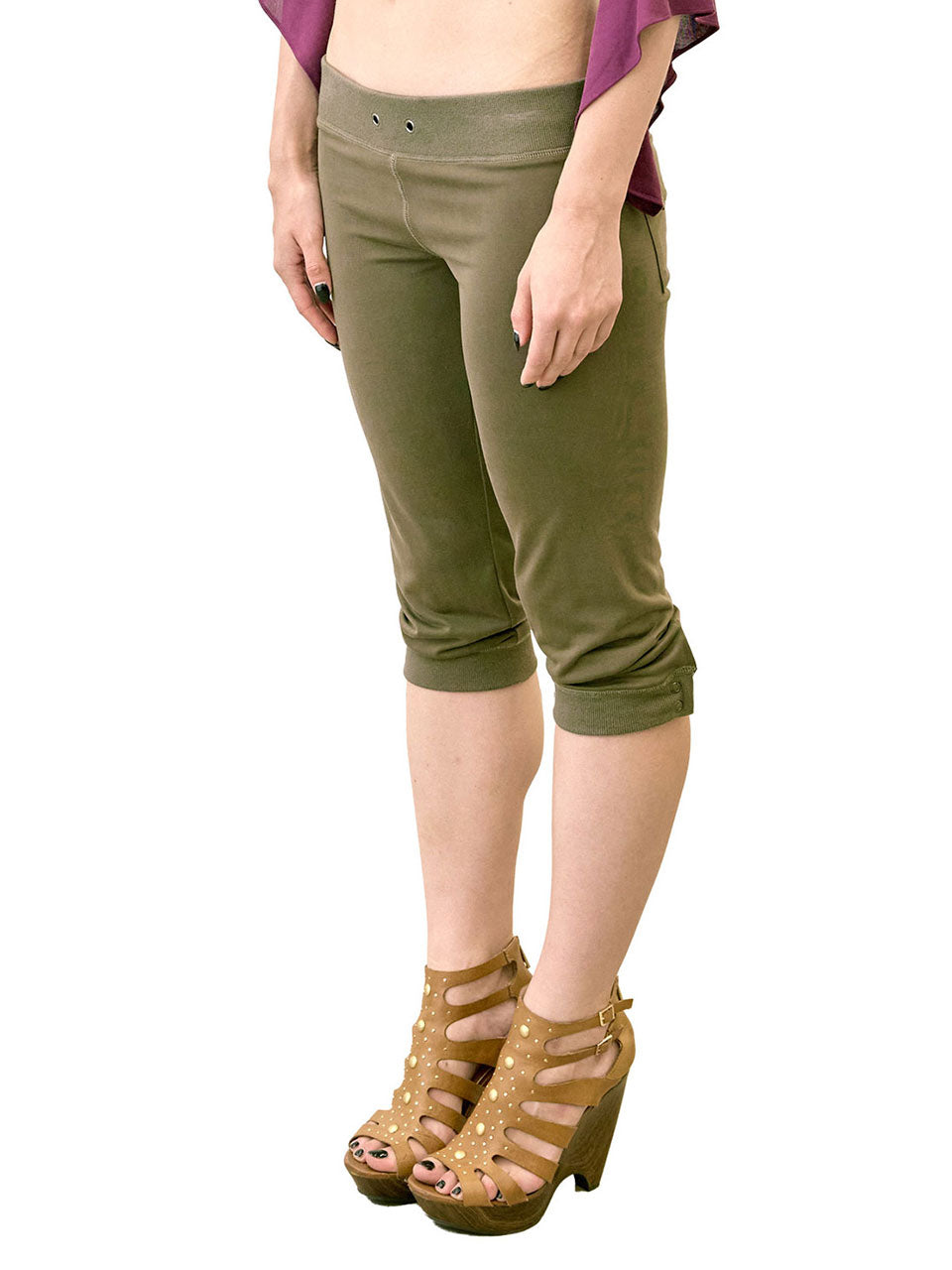 Jersey Capri Pants Khaki
