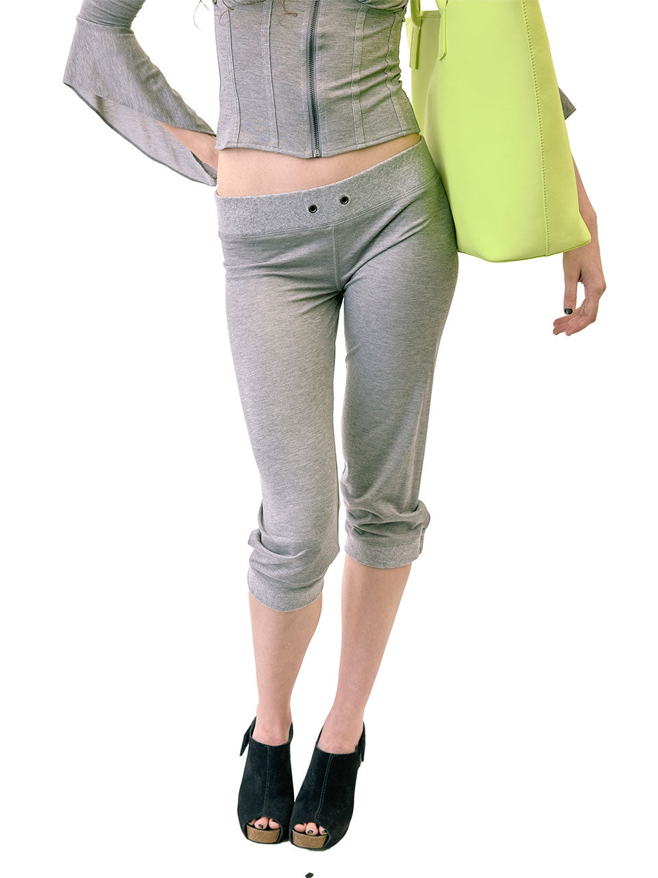 Jersey Capri Pants Melange Gray