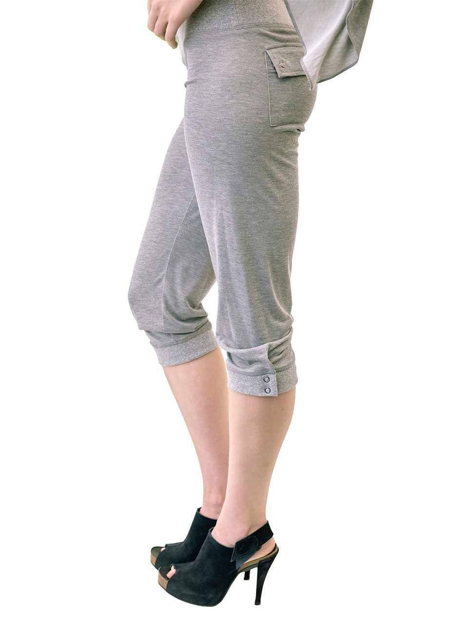 Jersey Capri Pants Melange Gray