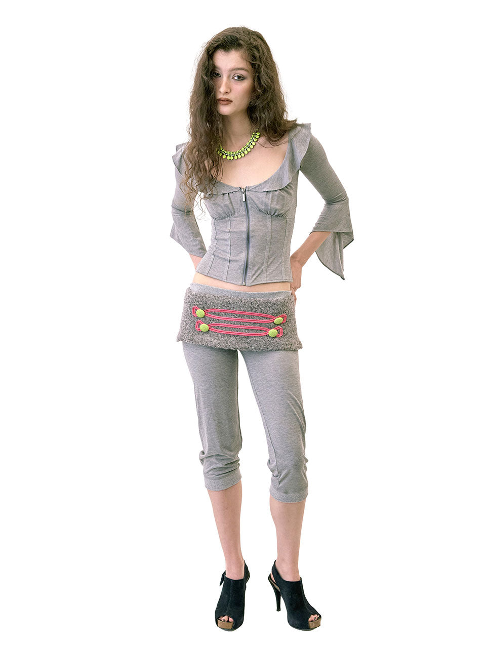 Jersey Capri Pants Melange Gray