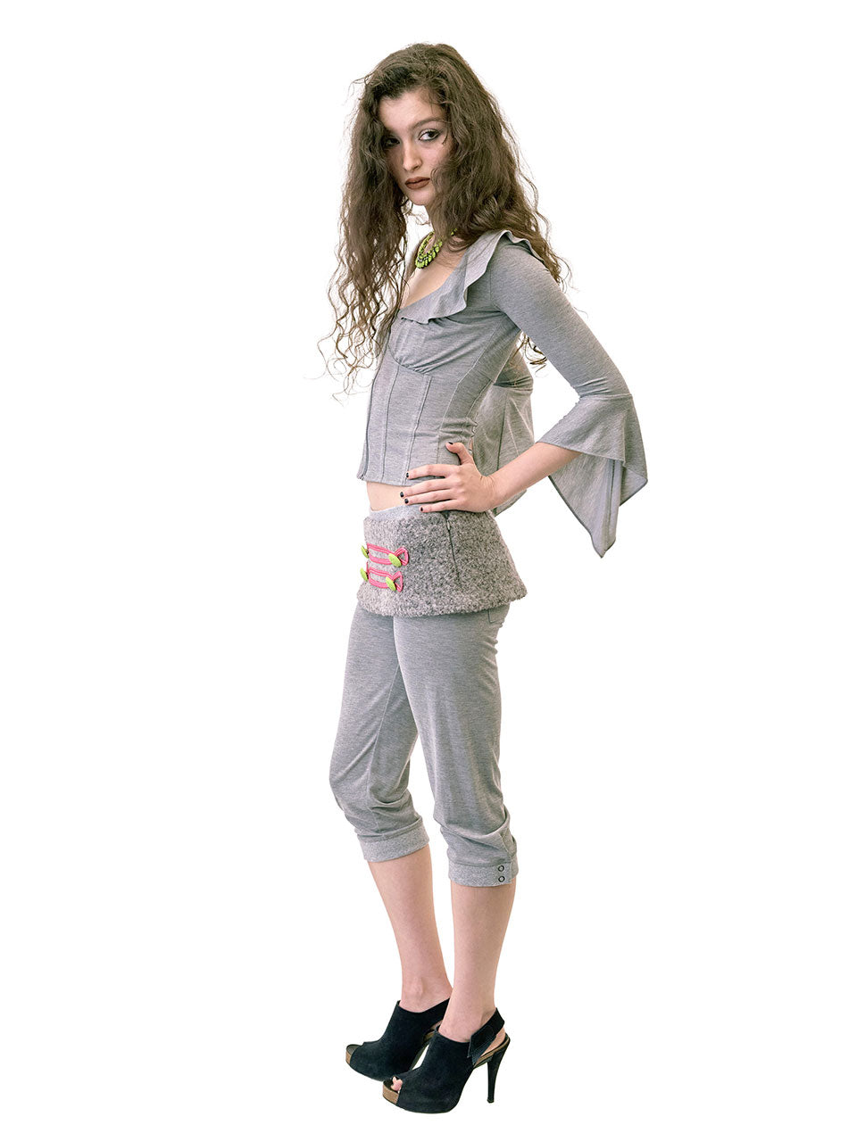 Jersey Capri Pants Melange Gray