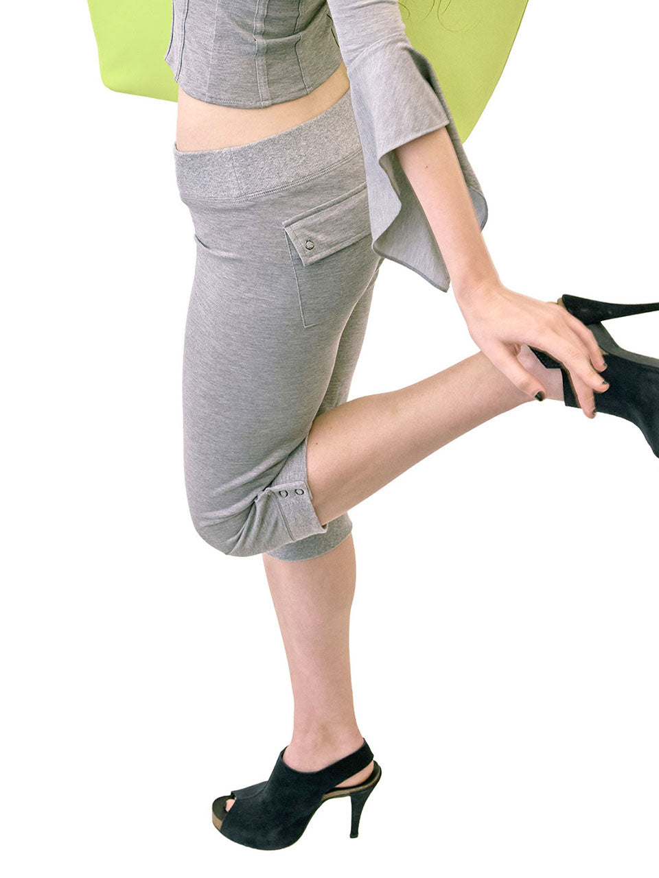 Jersey Capri Pants Melange Gray