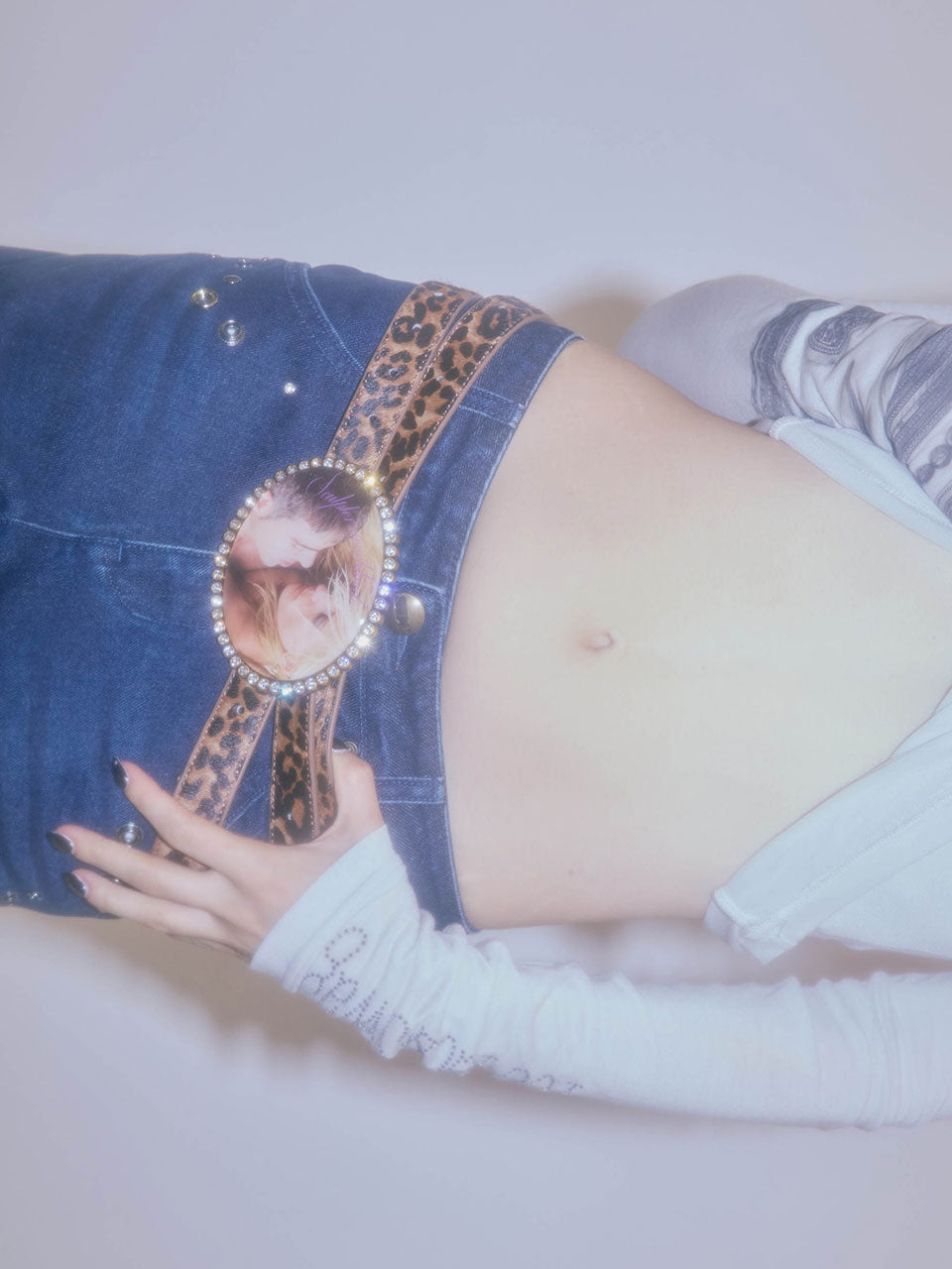 Jewel Hair On Buckle Belt Leopard