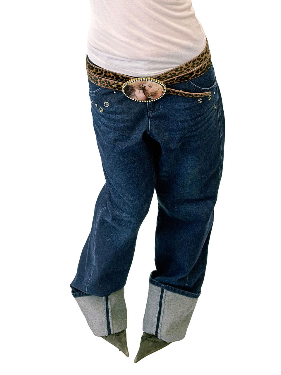 Jewel Hair On Buckle Belt Leopard