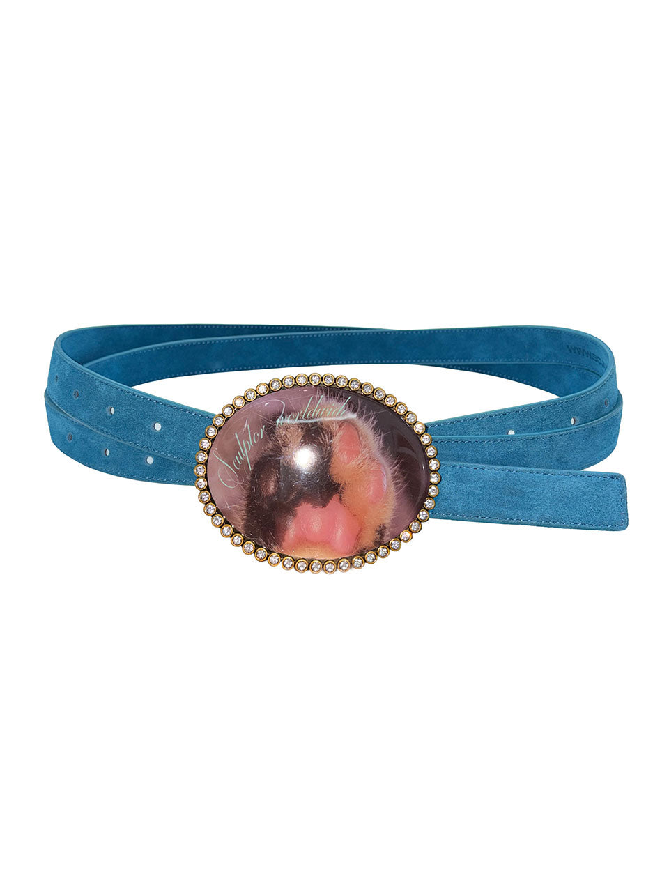 Jewel Suede Buckle Belt Turquoise