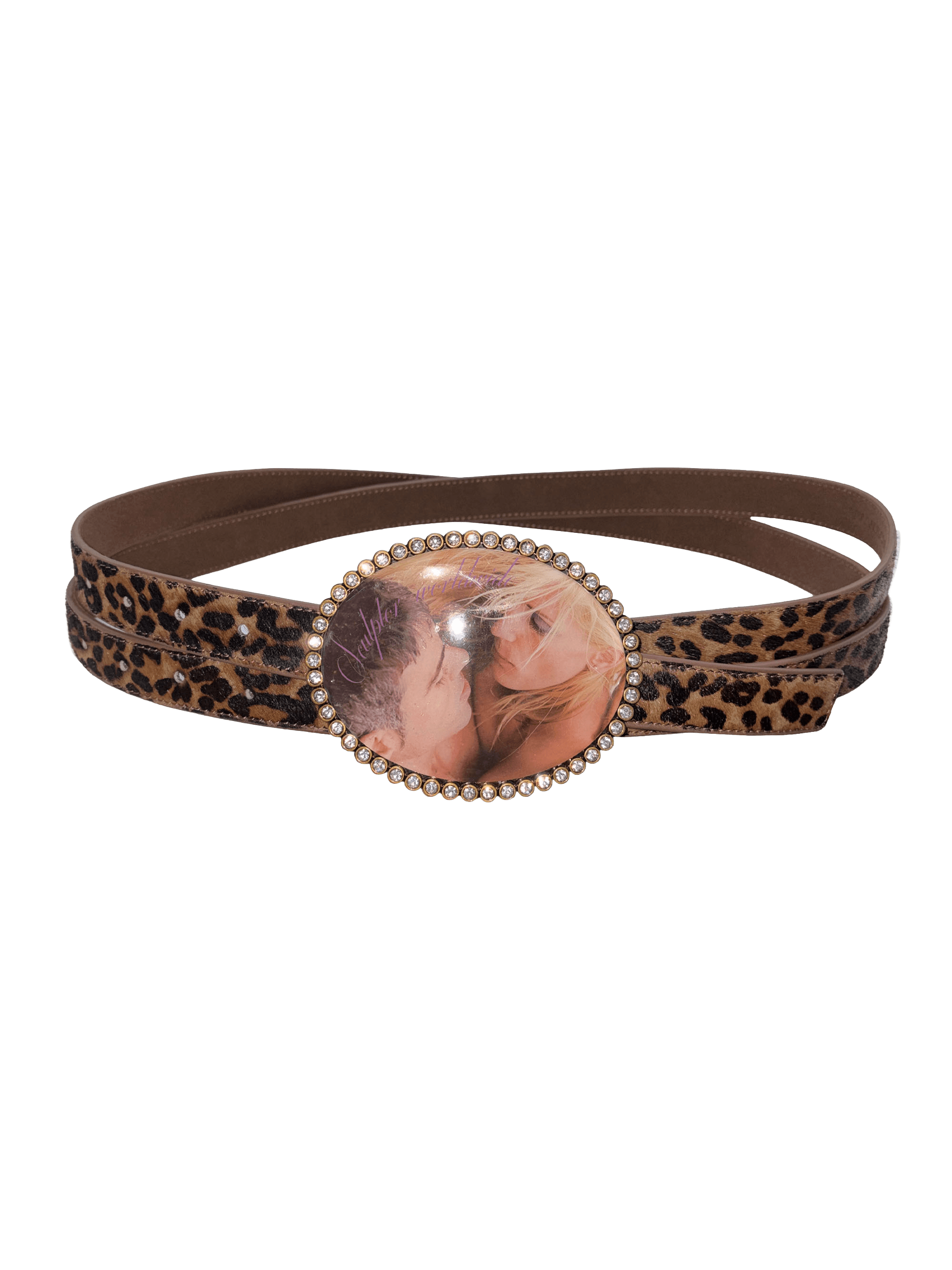 Jewel Hair On Buckle Belt Leopard