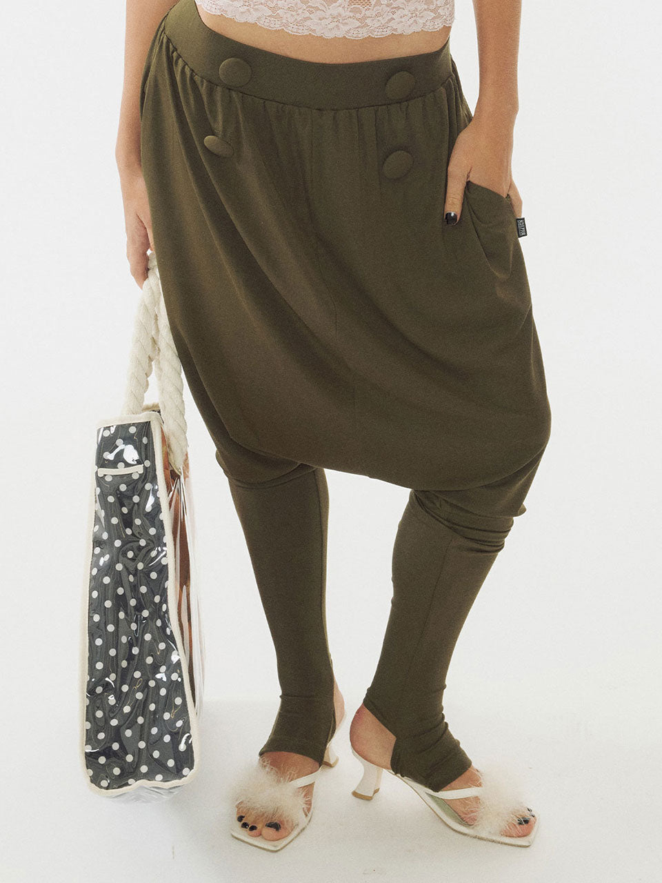 Baggy Leggings Pants Khaki