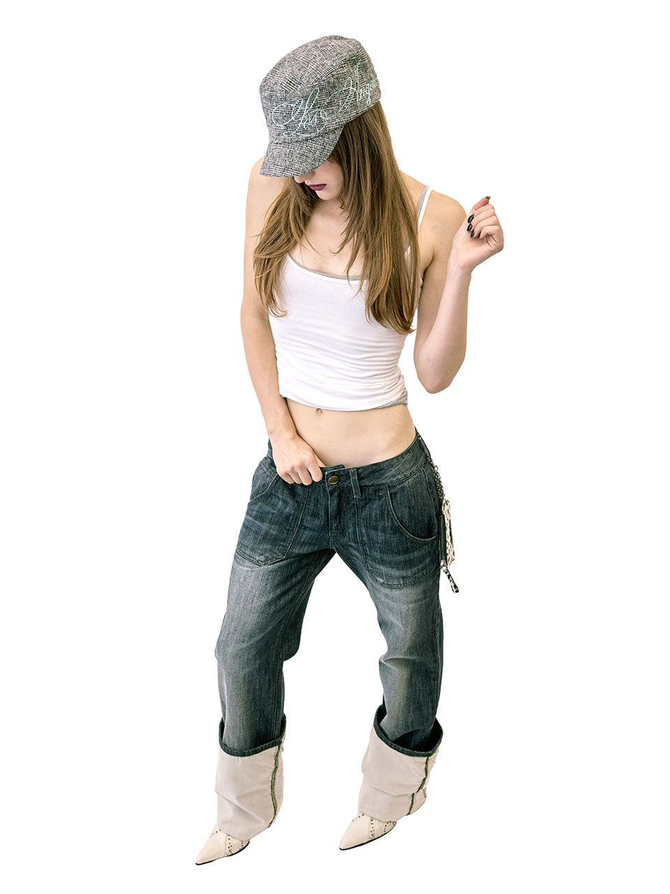 LA Girl Cap Plaid Gray