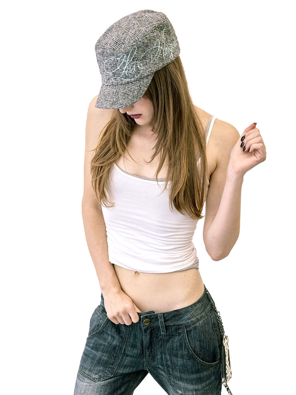 LA Girl Cap Plaid Gray