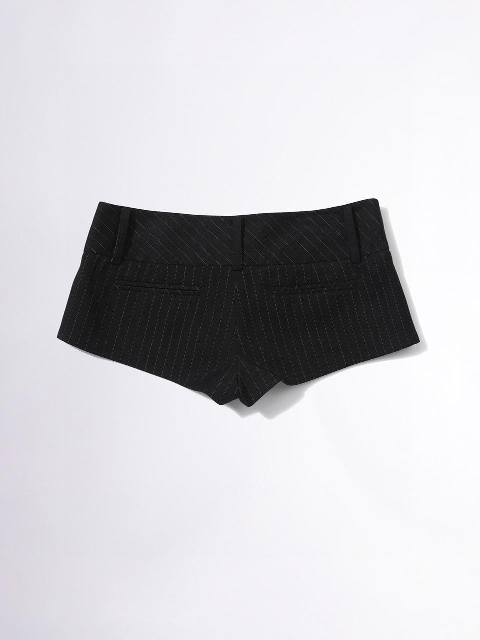 Tailored Micro Shorts Black Pin Stripe