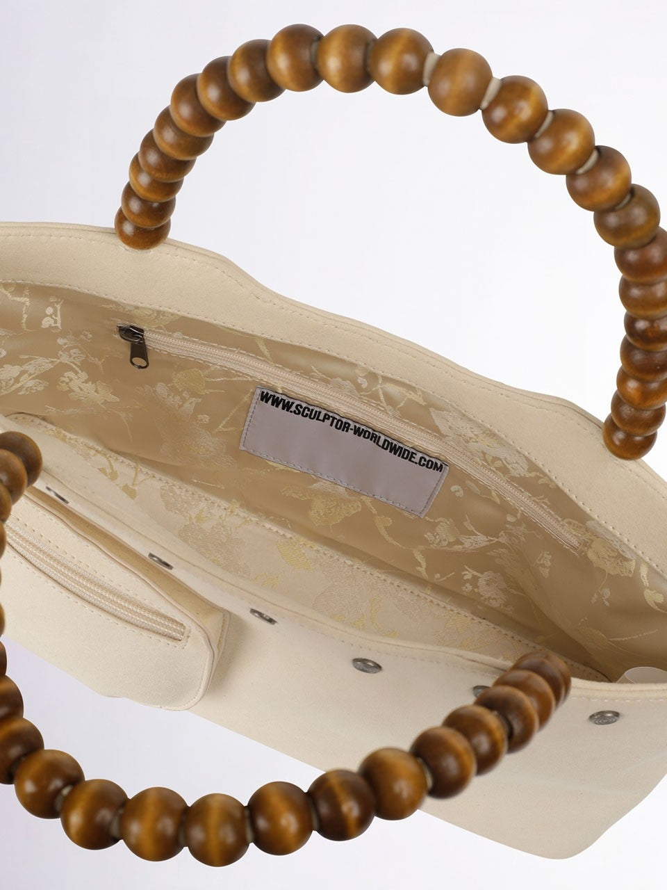 ★SCULPTOR★ Zen Wood Beads Bag Raw SC24A506IV Zen Wood Beads Bag Raw – SCULPTOR JAPAN