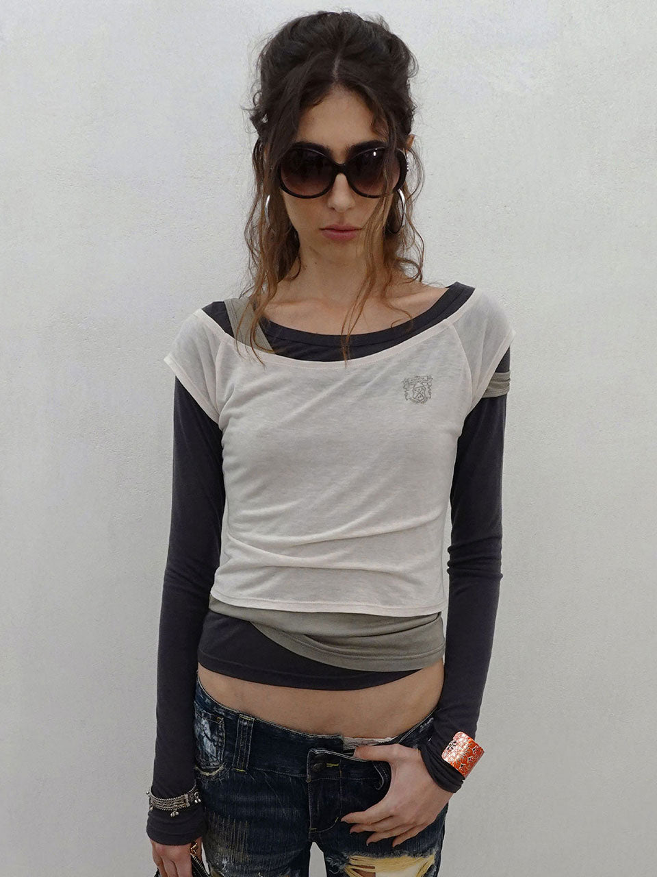 Lazy Layered Tee Light Khaki