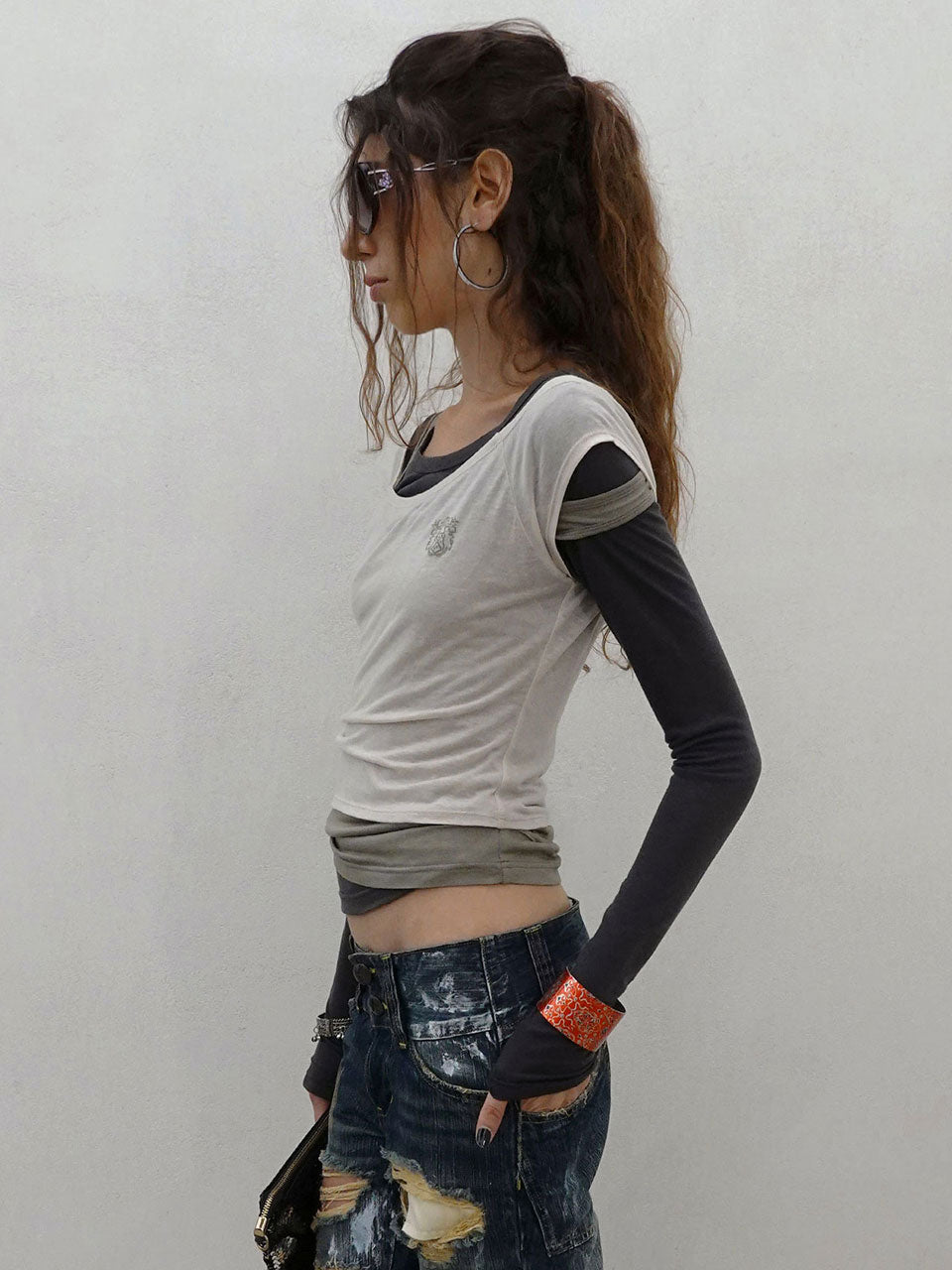 Lazy Layered Tee Light Khaki