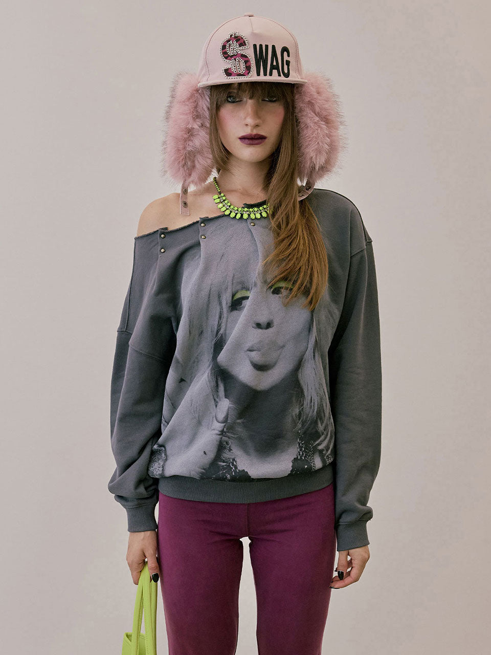 Love Pintuck Sweatshirt Charcoal