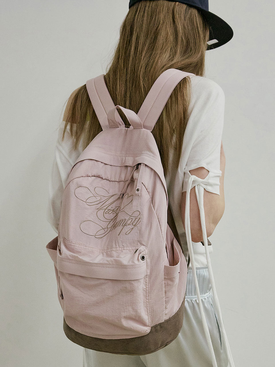 Grumpy Girl Nylon Backpack Matt Pink