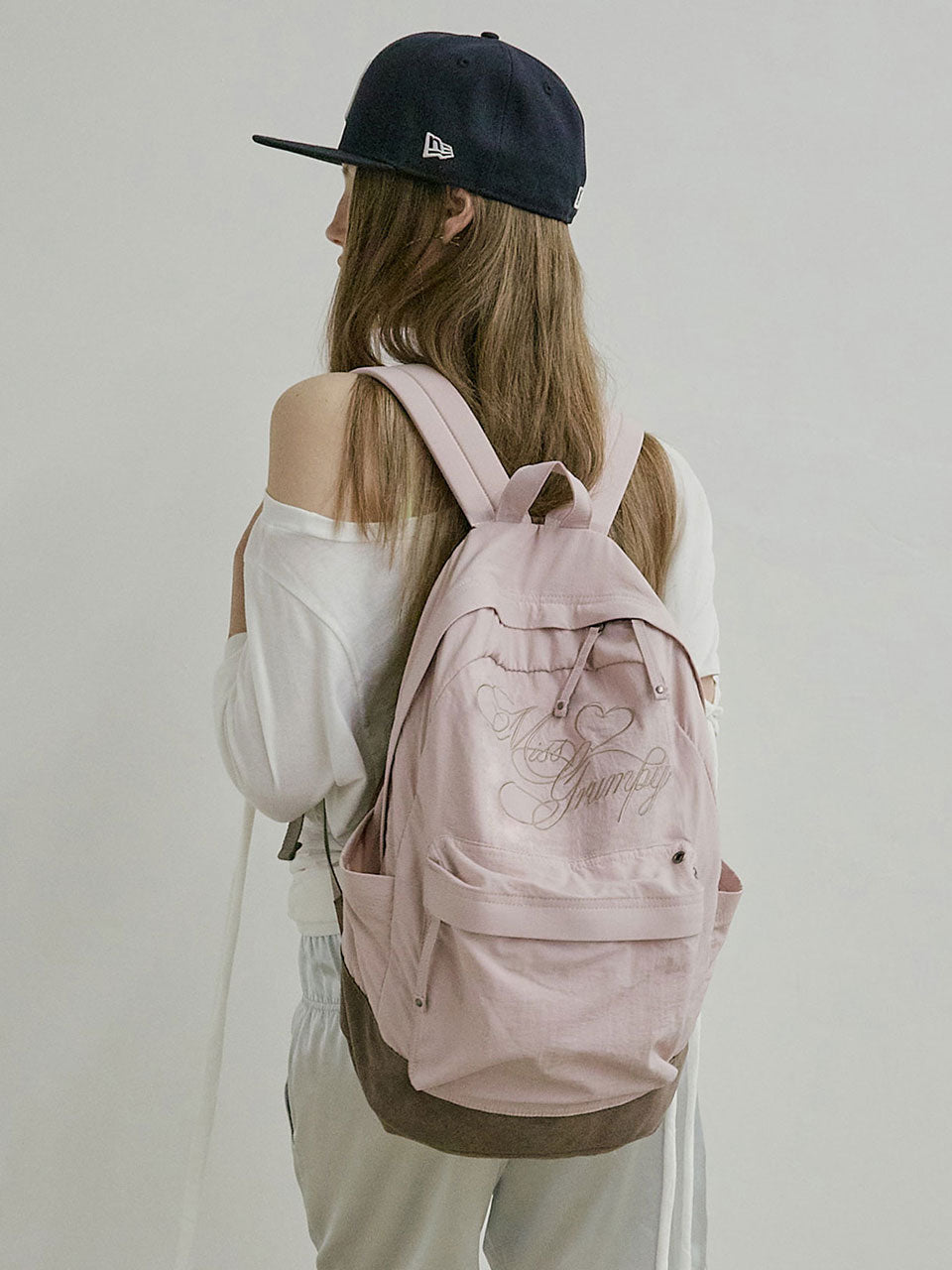 Grumpy Girl Nylon Backpack Matt Pink