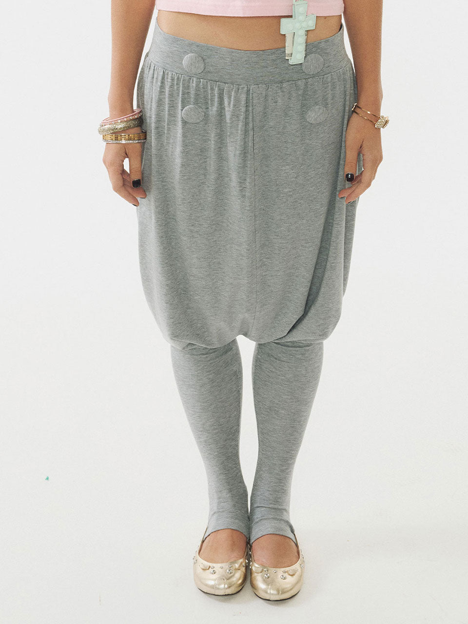 Baggy Leggings Pants Melange Gray