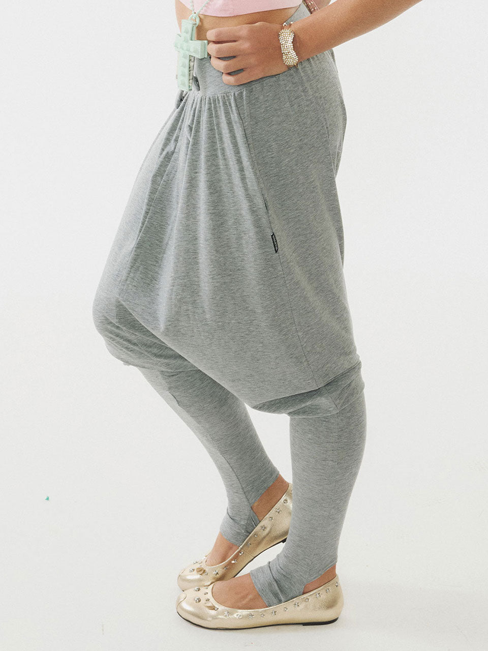 Baggy Leggings Pants Melange Gray