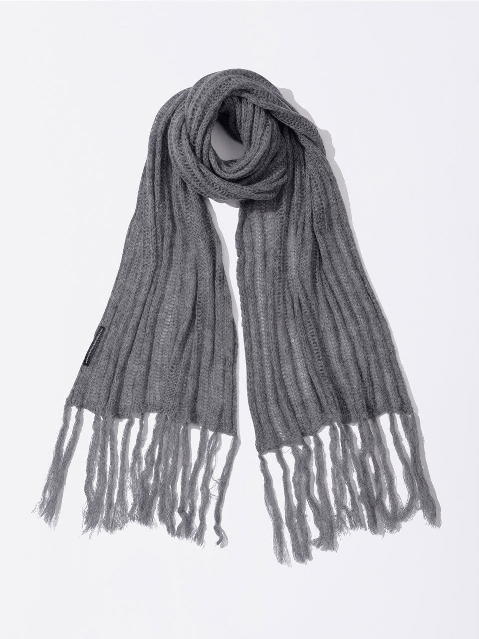 Fluffy Fringe Scarf Melange Gray