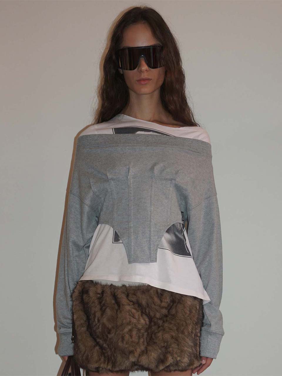 Corset Sweatshirt Melange Gray