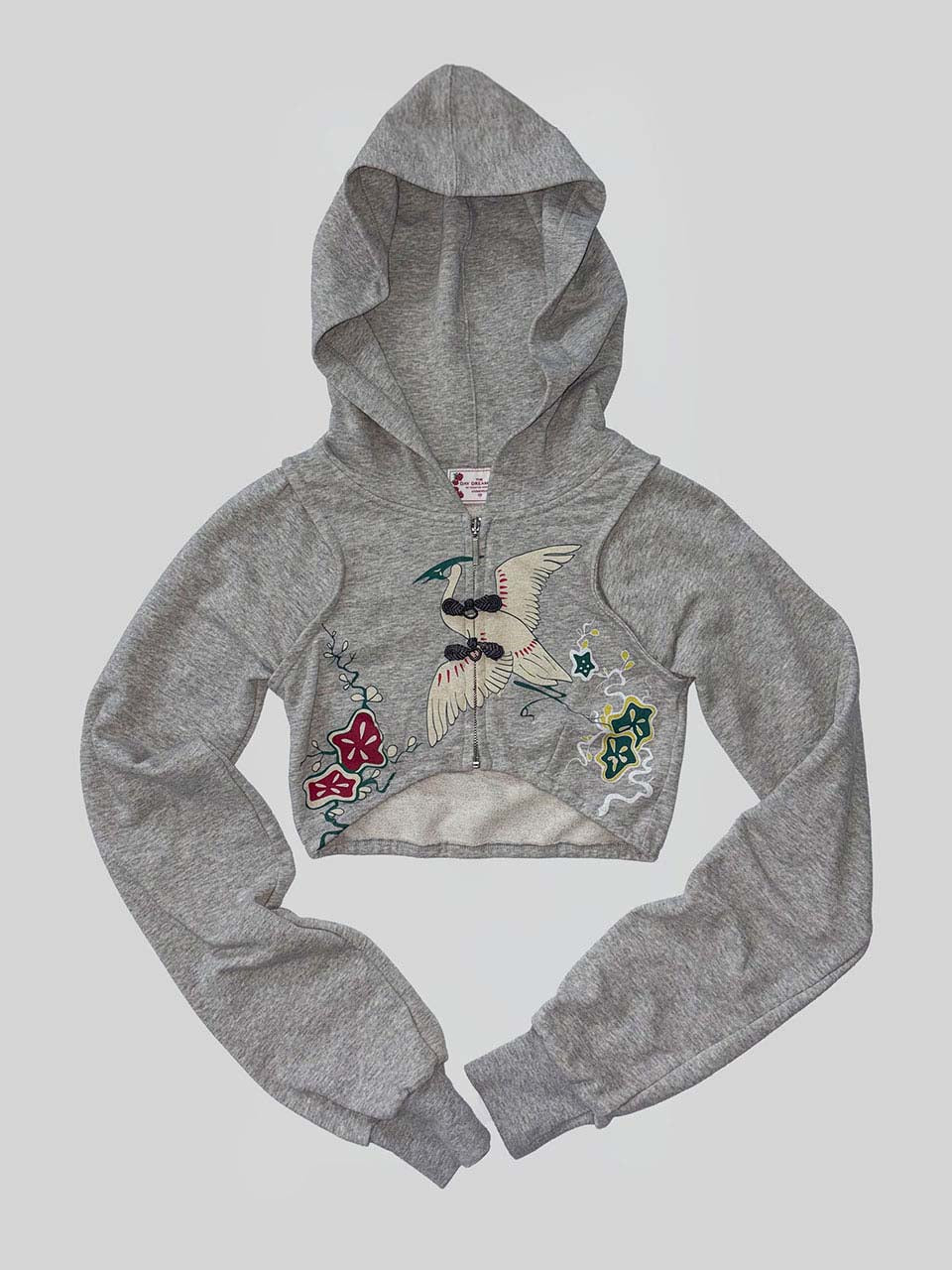 Zen Crop Hooded Zip-Up Melange Gray