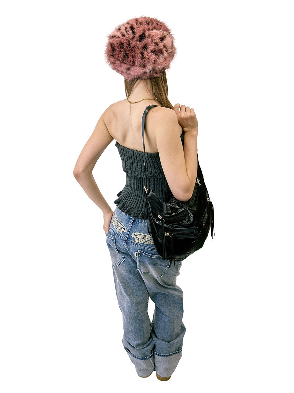 Metallic Hobo Bag Black