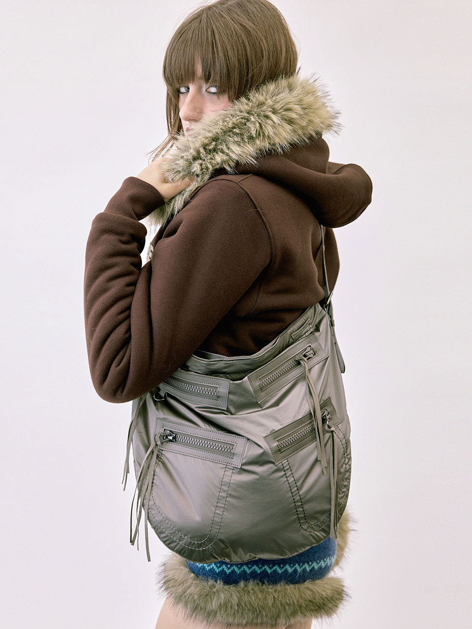 Metallic Hobo Bag Gun Metal