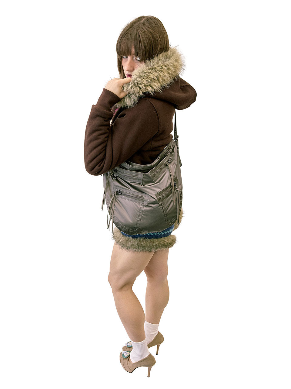 Metallic Hobo Bag Gun Metal