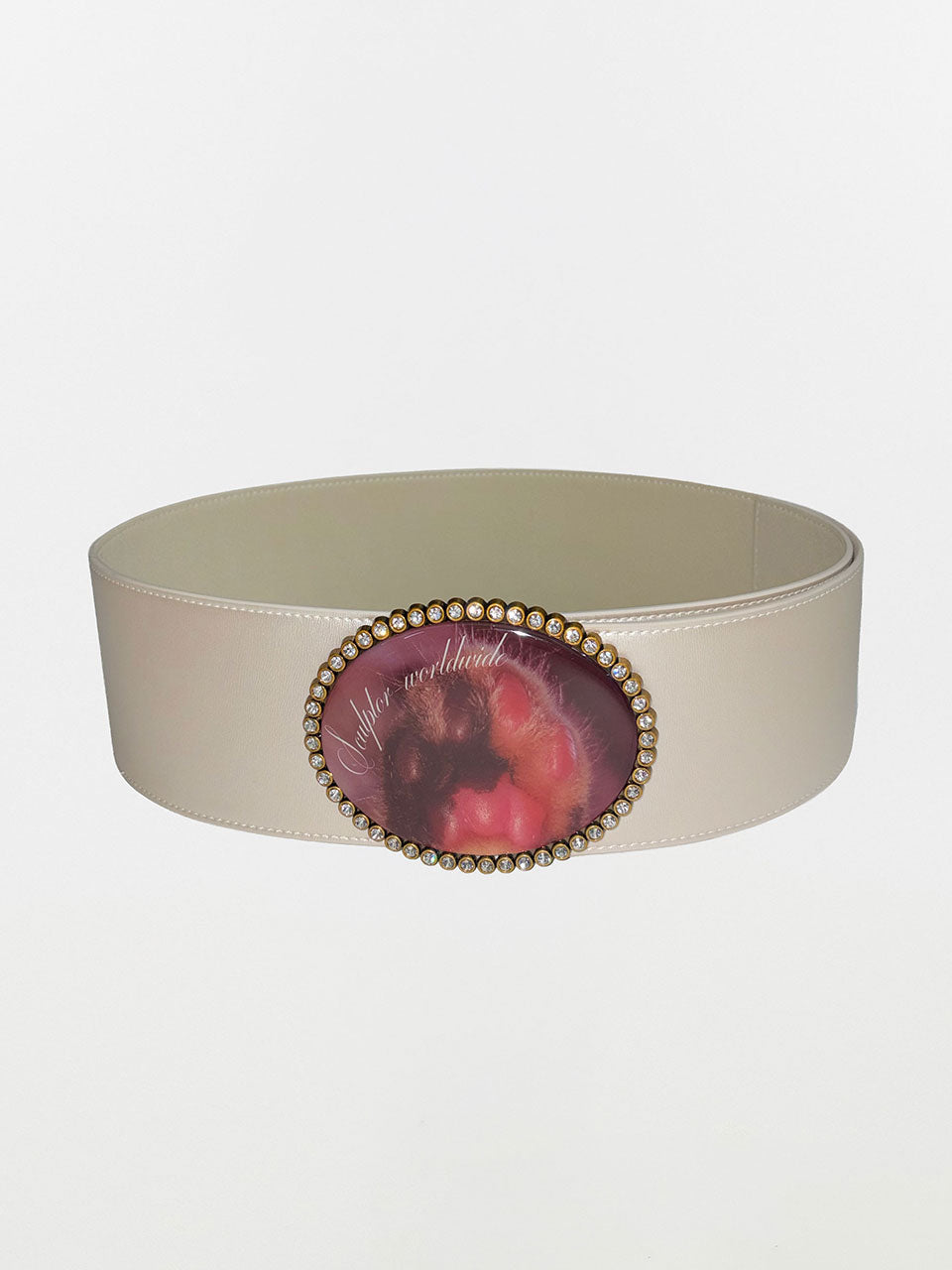 Jewel Buckle Belt Metallic Ivory