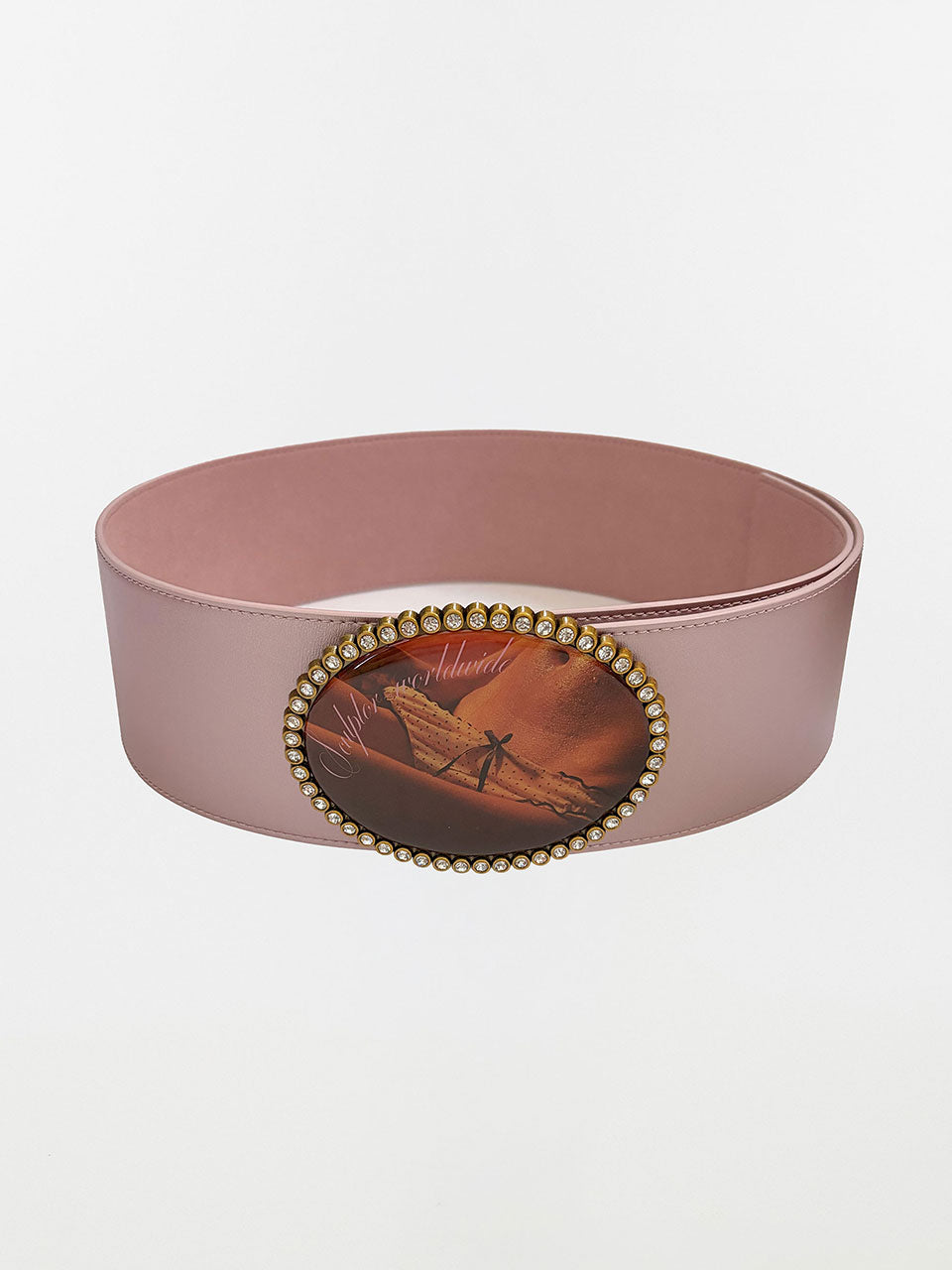 Jewel Buckle Belt Metallic Pink