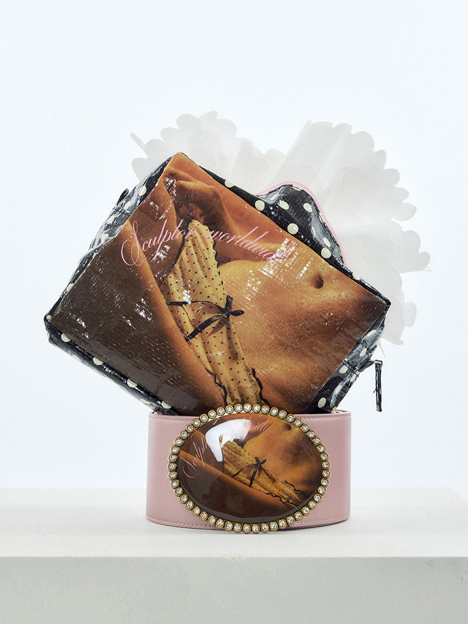 Jewel Buckle Belt Metallic Pink