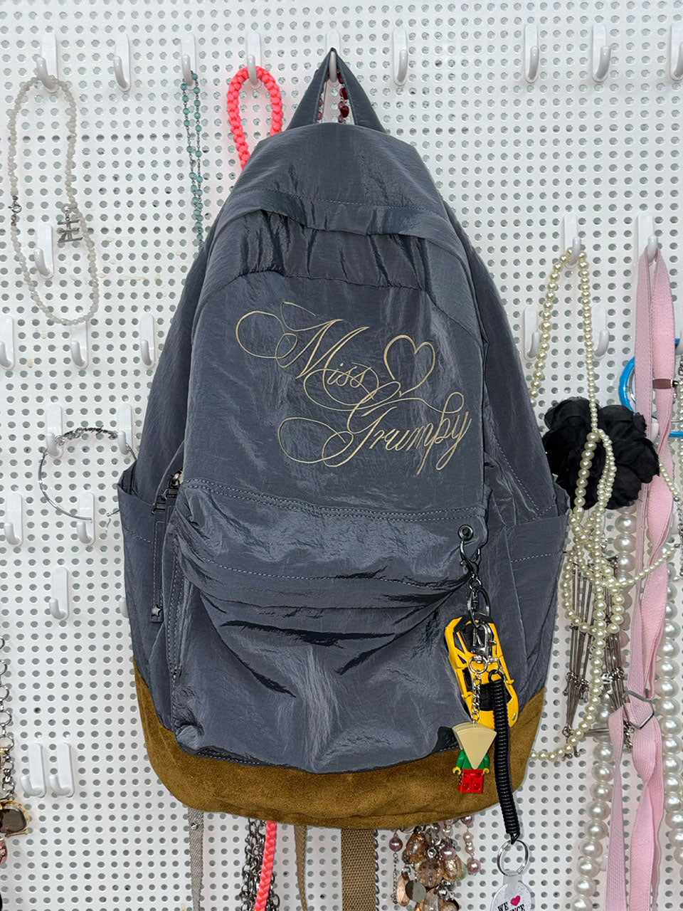 Grumpy Girl Nylon Backpack Metallic Navy