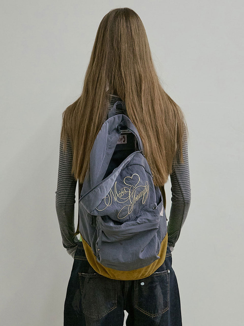 Grumpy Girl Nylon Backpack Metallic Navy