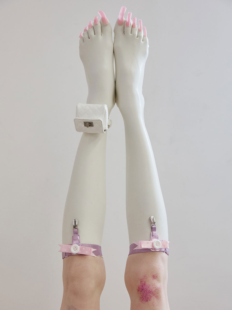 Belle Ribbon Garter Metallic Pink