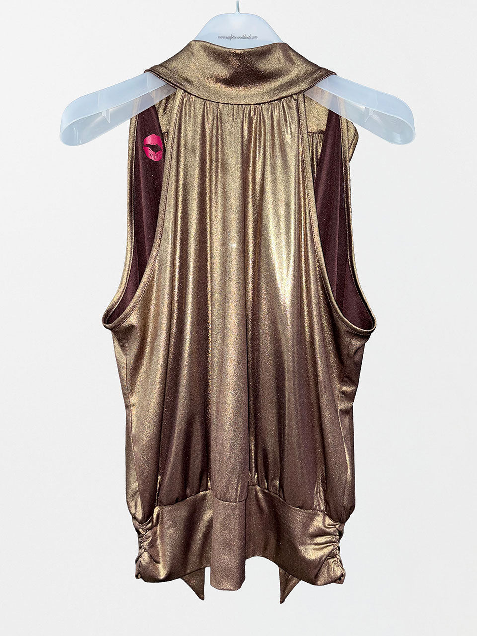 Metallic High-Neck Halter Top Metallic Gold
